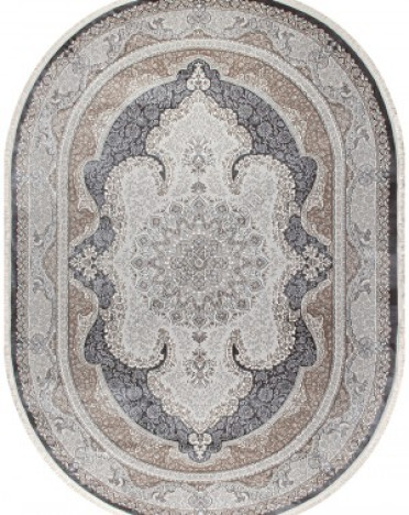 Ковер турецкий 36945A Avangard (Полиэстер хит-сет, серый) овальный