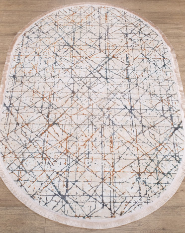 Ковер турецкий 4324B Ascona (Полиэстер, бежевый, кремовый) овальный