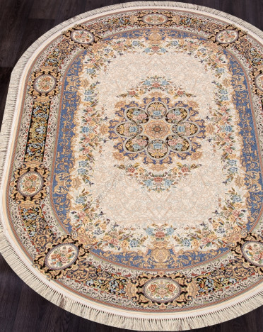 Ковер персидский 5321 Shiraz (Акрил - Полиэстер, кремовый) овальный