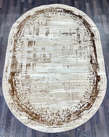 Ковер турецкий 0863B FAME овальный (Полиэстер, бежевый, коричневый)