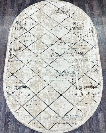 Ковер турецкий B022A FESTIVAL (Полиэстер, бежевый, кремовый) овальный