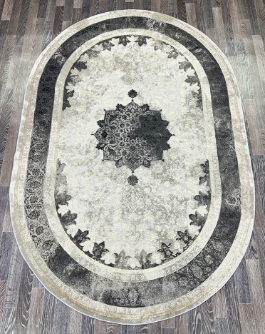 Ковер турецкий Turcia Lisa AA610A овальный (полиэстер, серый)