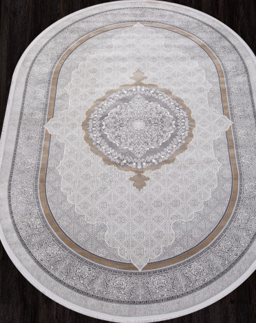 Ковер турецкий SI001D LISSABON (Полиэстер хит-сет, серый) овальный