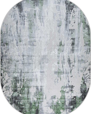 Ковер турецкий 37107A Kleopatra овальный (Полипропилен, зеленый, серый)
