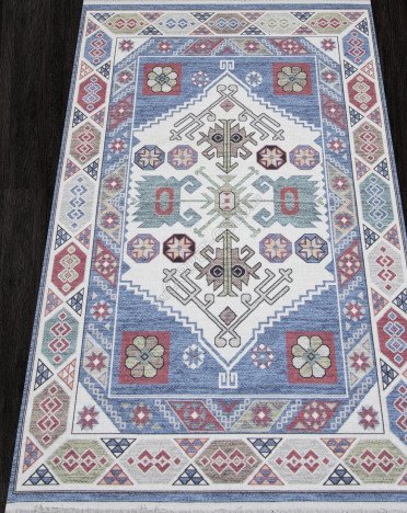 Ковер турецкий AB150A LOTUS (Полиэстер хит-сет, разноцветный, голубой)