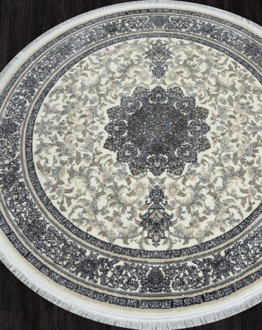 Ковер персидский 752305 Kashan (Хит-сет, серый) круглый