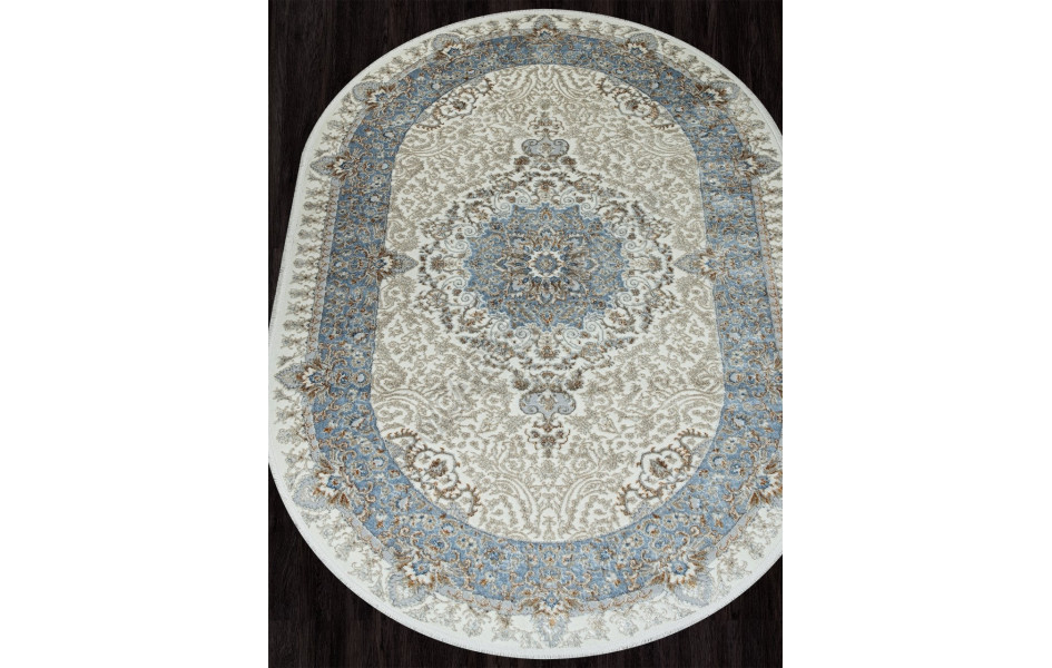 Ковер 06066A - L.BLUE FDY / CREAM HB - Овал - коллекция SAHARA