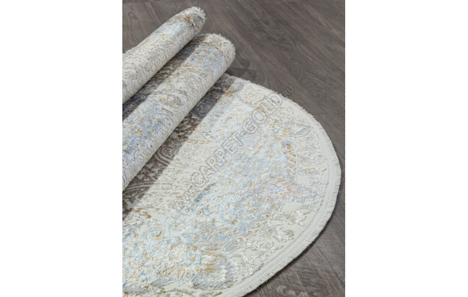 Ковер 06066A - L.BLUE FDY / CREAM HB - Овал - коллекция SAHARA